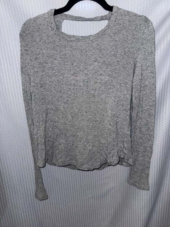 Karlie Tops - Karlie Grey Open Back Long Sleeve Knit Top Size Small
